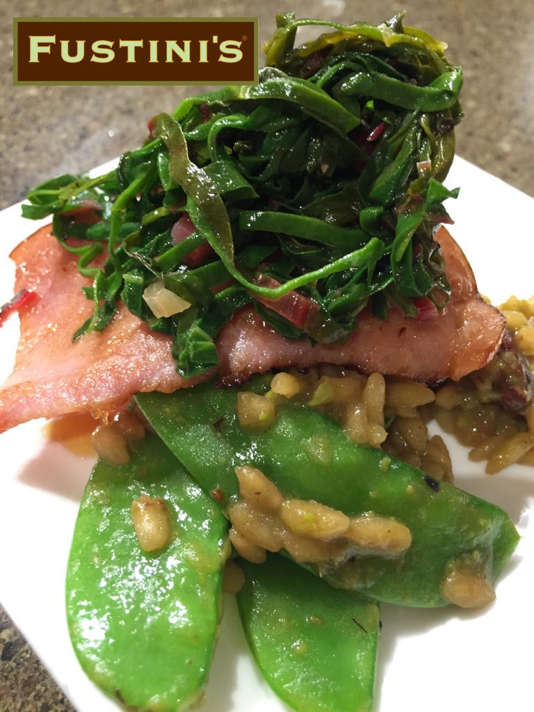 Pea Risotto with Glazed Virginia Ham and White Balsamic Greens – Fustini's Oils & Vinegars