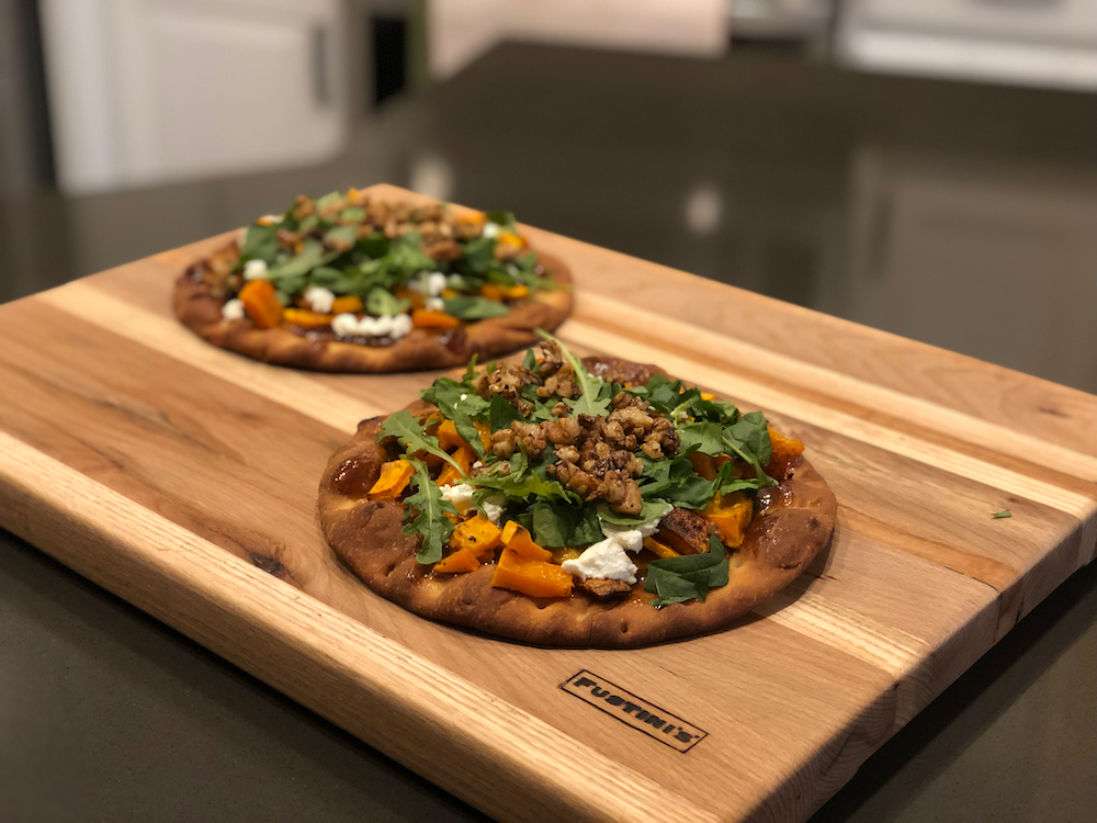 Butternut Squash Flatbread with Goat Cheese and Arugula – Fustini's Oils & Vinegars