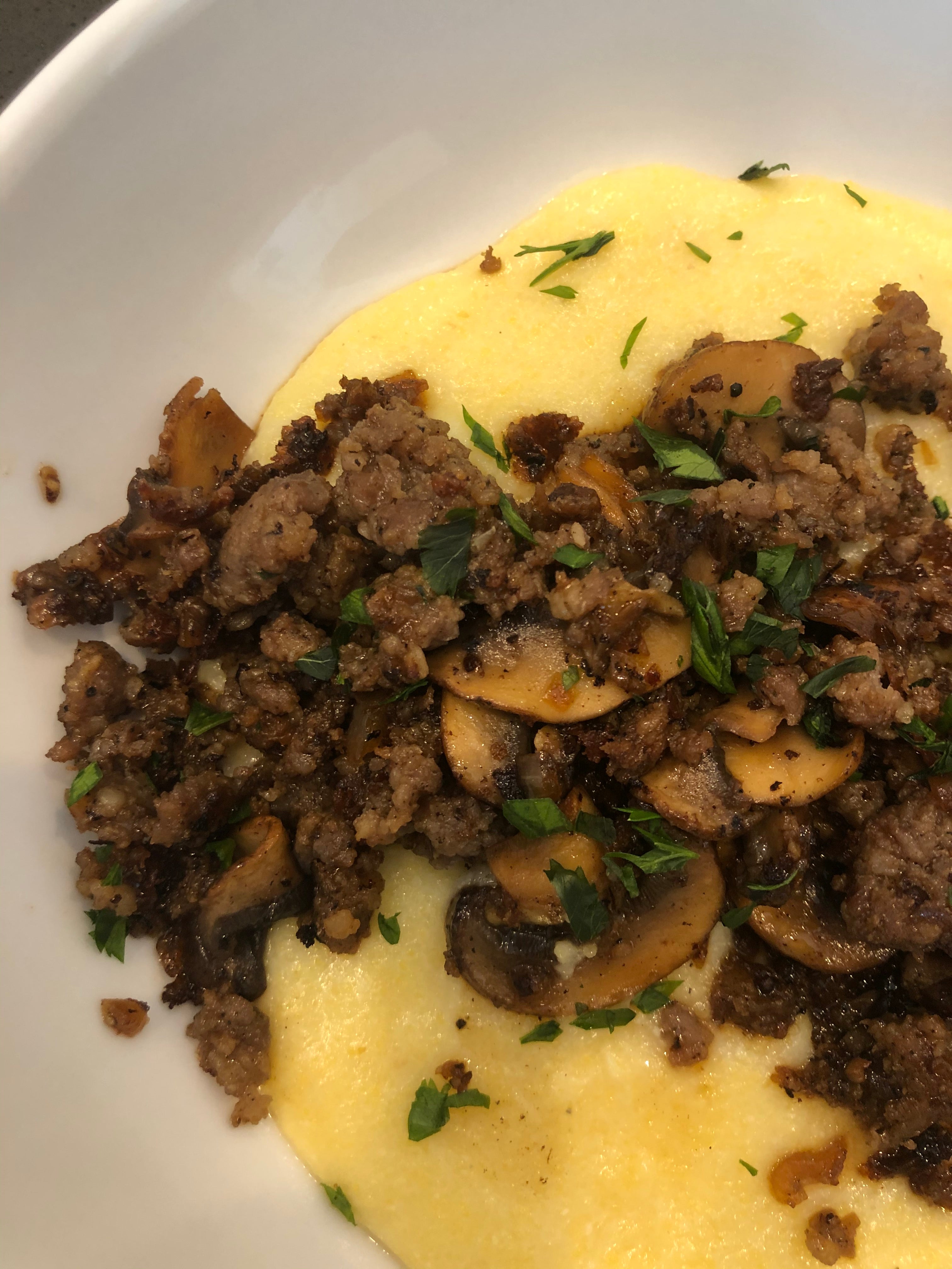 Creamy Polenta with Sausage and Sautéed Mushrooms – Fustini's Oils & Vinegars