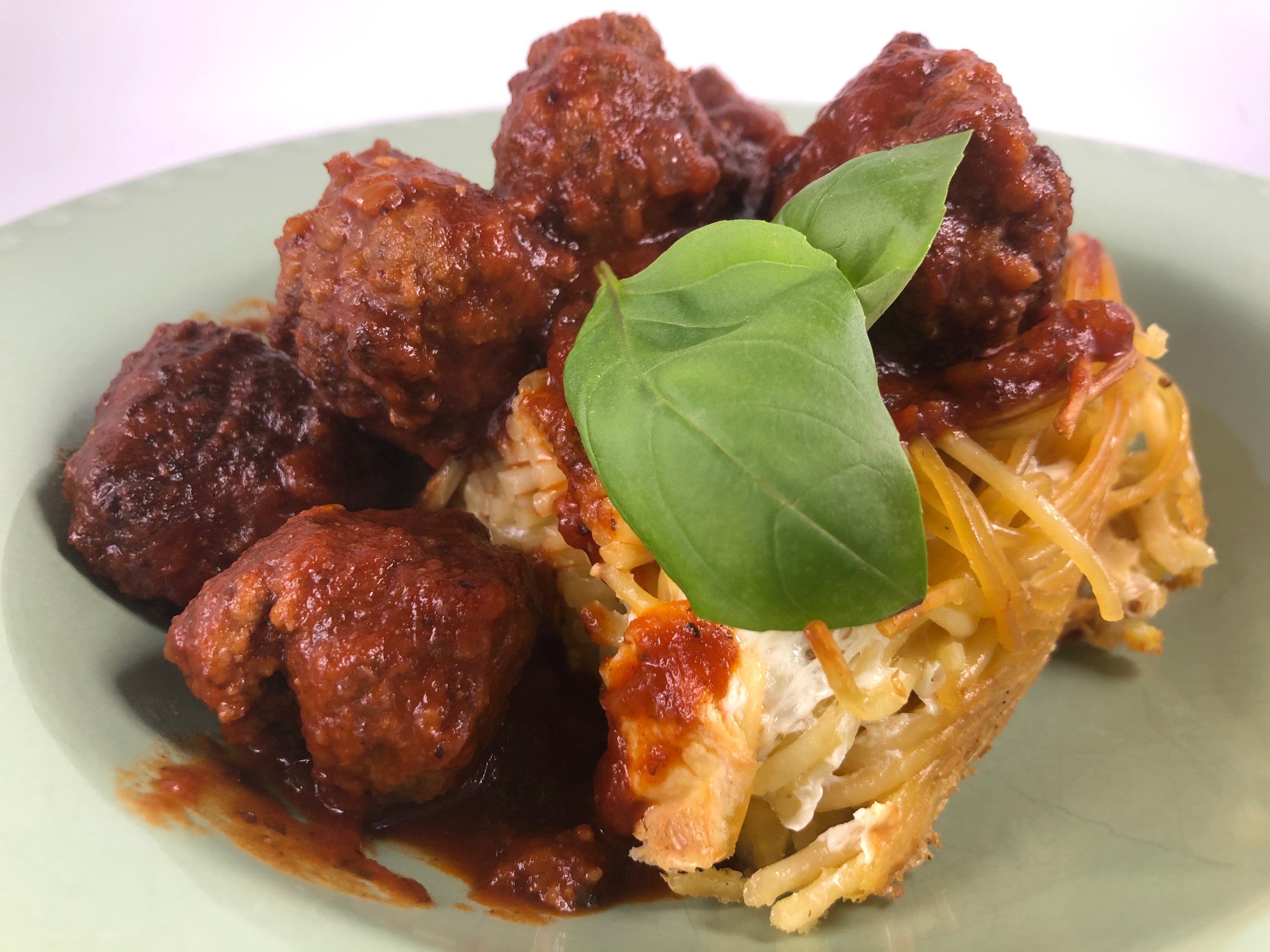 Cheesy Spaghetti Pie and Meatballs – Fustini's Oils & Vinegars