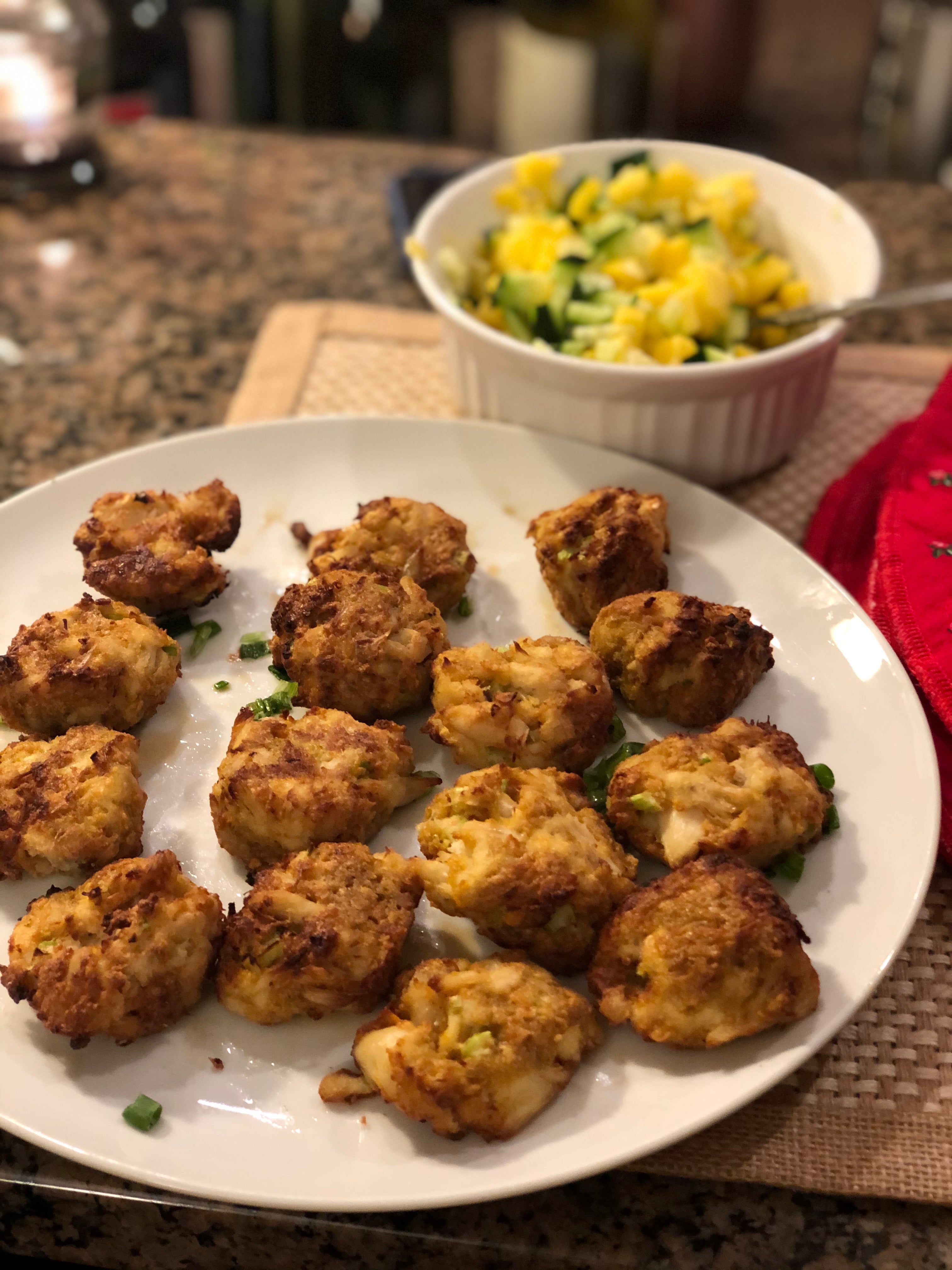 Crab Cakes with Chili Lime Dressing and Mango Cucumber Relish – Fustini's Oils & Vinegars