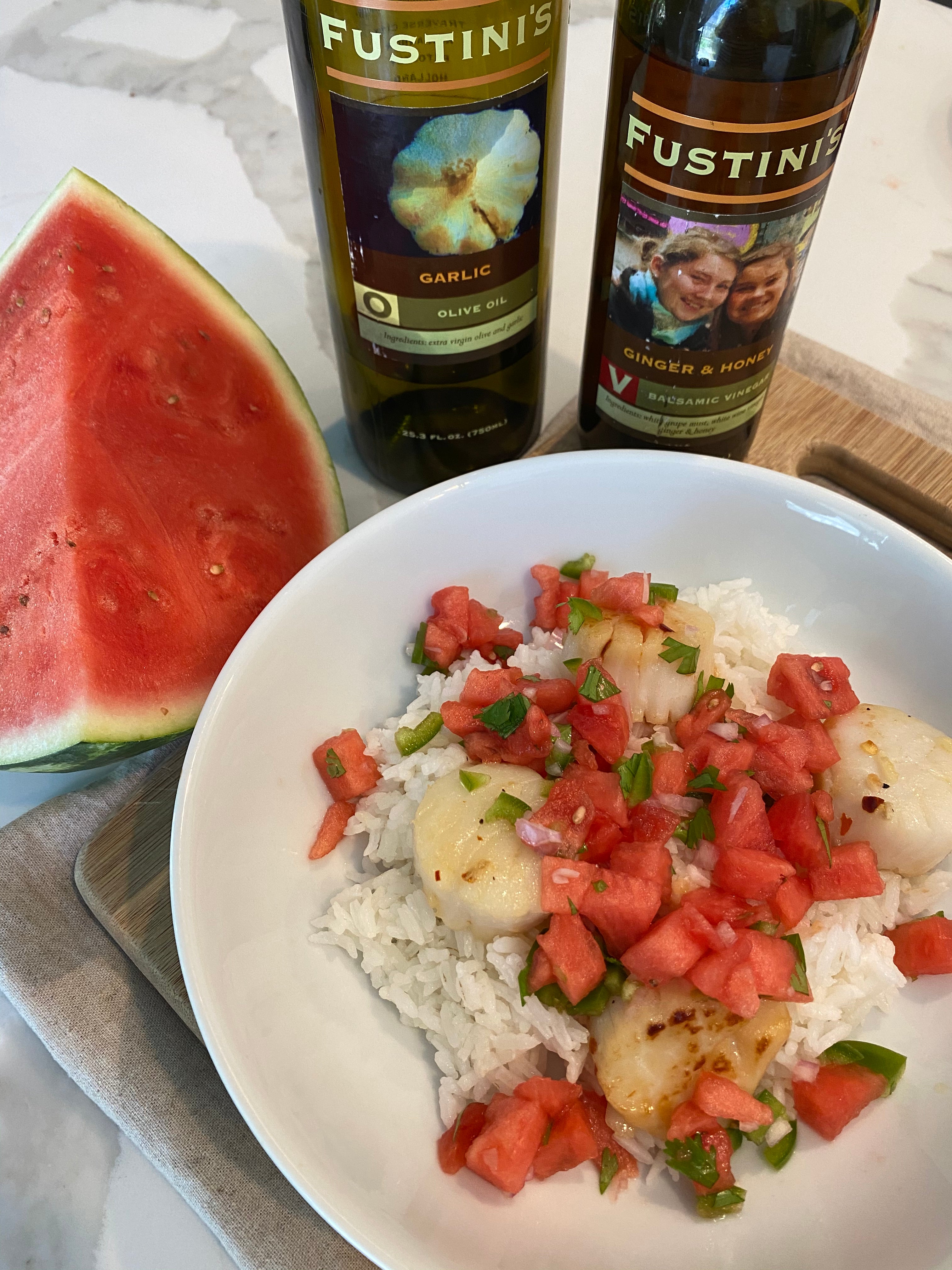 Garlic Scallops with Watermelon Salsa – Fustini's Oils & Vinegars