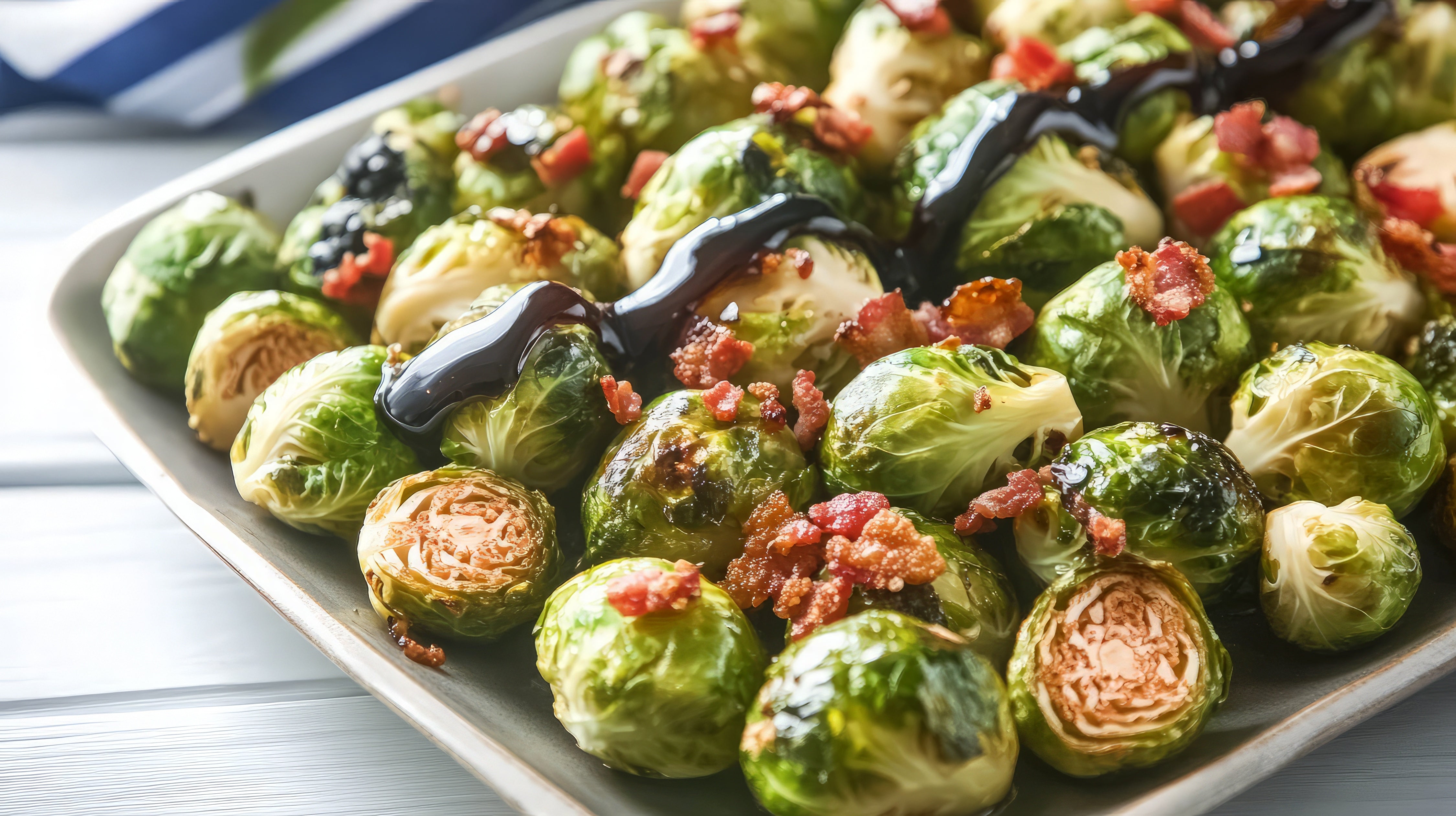 Roasted Brussels Sprouts with Pancetta and Balsamic Glaze – Fustini's Oils & Vinegars