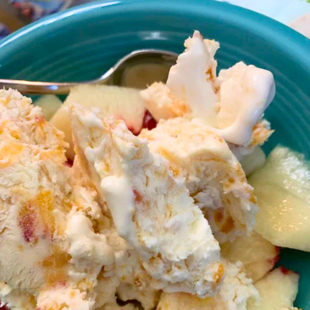 No Churn Peach Ice Cream
&ndash; Fustini's Oils &amp; Vinegars