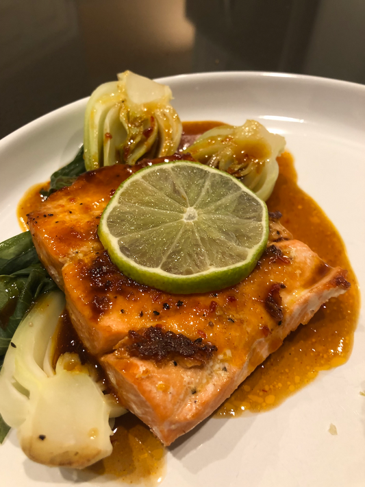 Chipotle Salmon with Chili-lime Baby Bok Choy