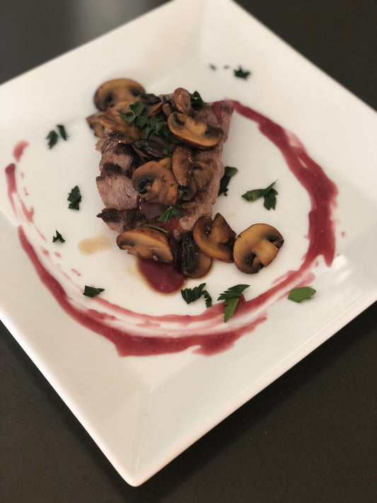 Beef Tenderloin with Porcini and Plums