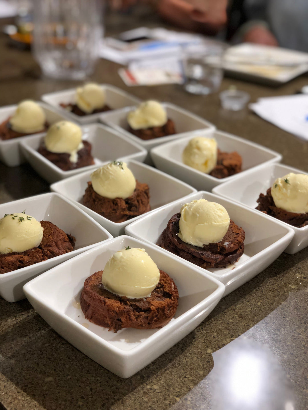 Chocolate Soufflé Cake with Thyme Balsamic Ice Cream