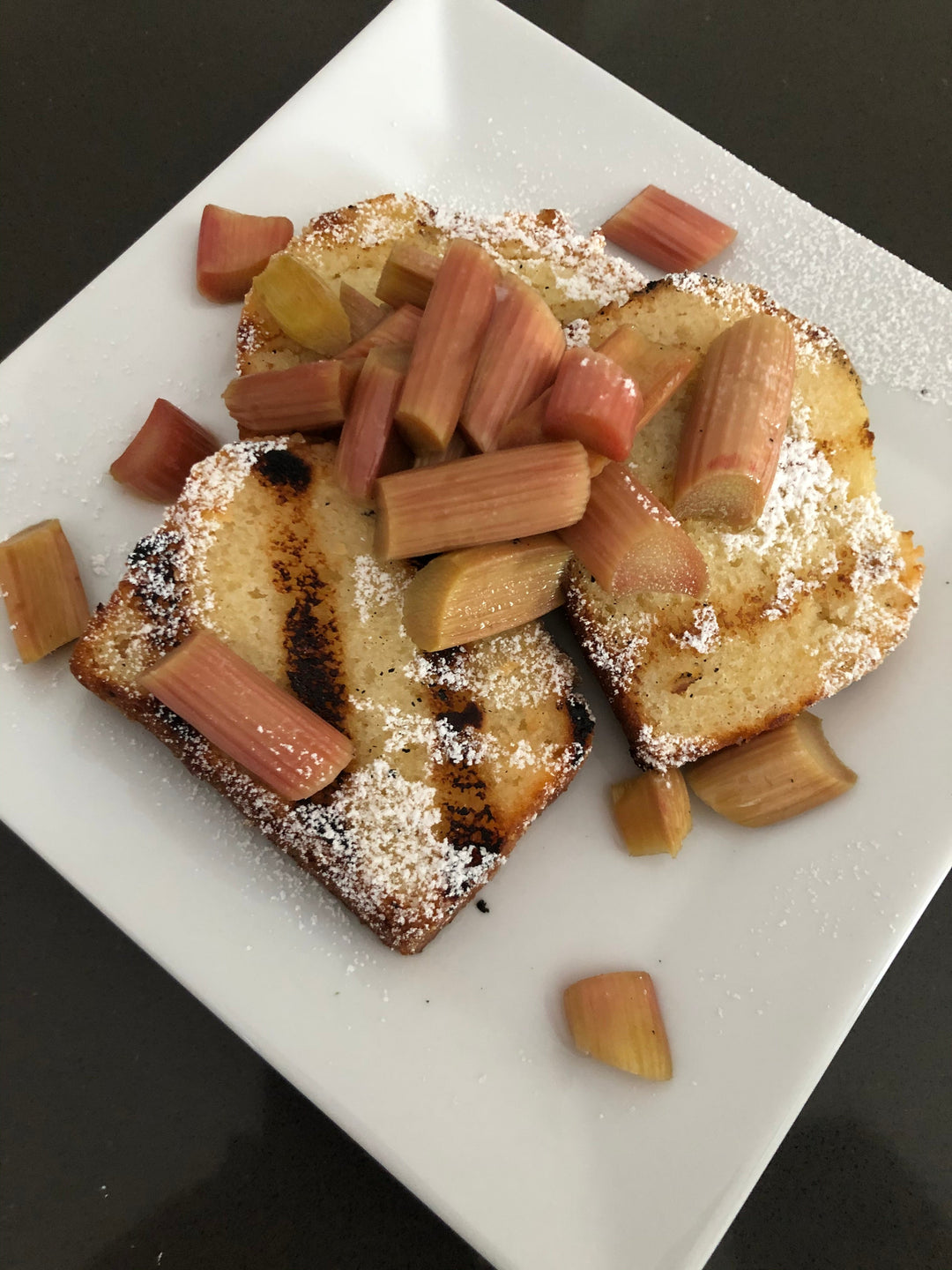 Grilled Pound Cake and Rhubarb