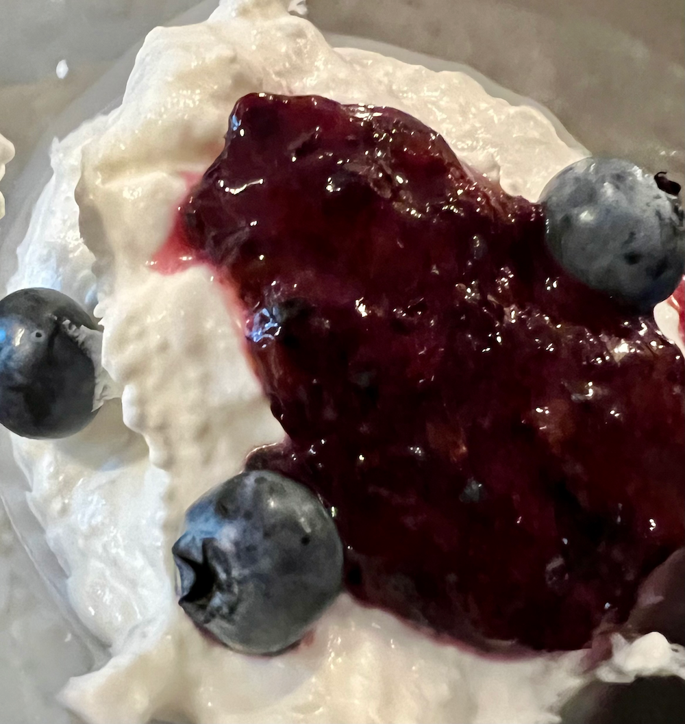 Cheesecake Mousse with Blueberry Sauce