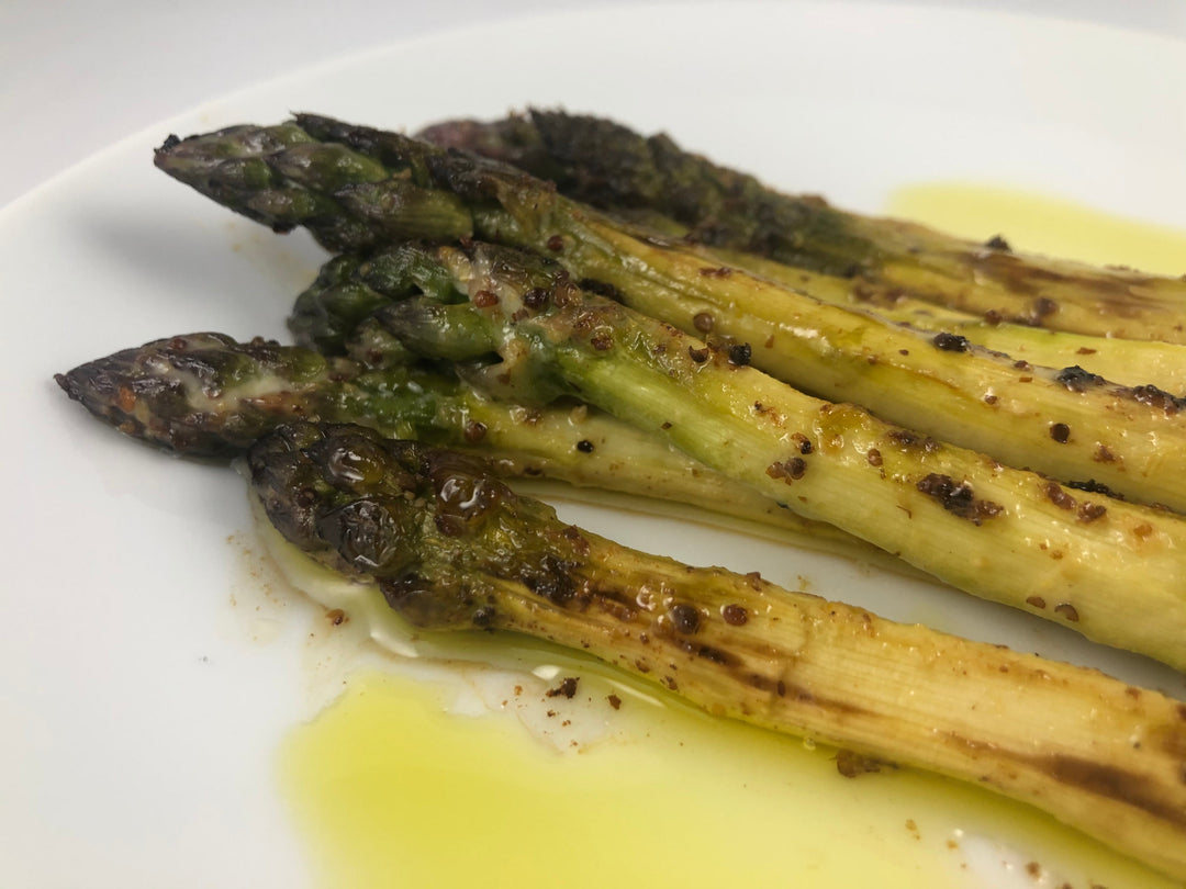 Mustard and Mayonnaise Glazed Asparagus