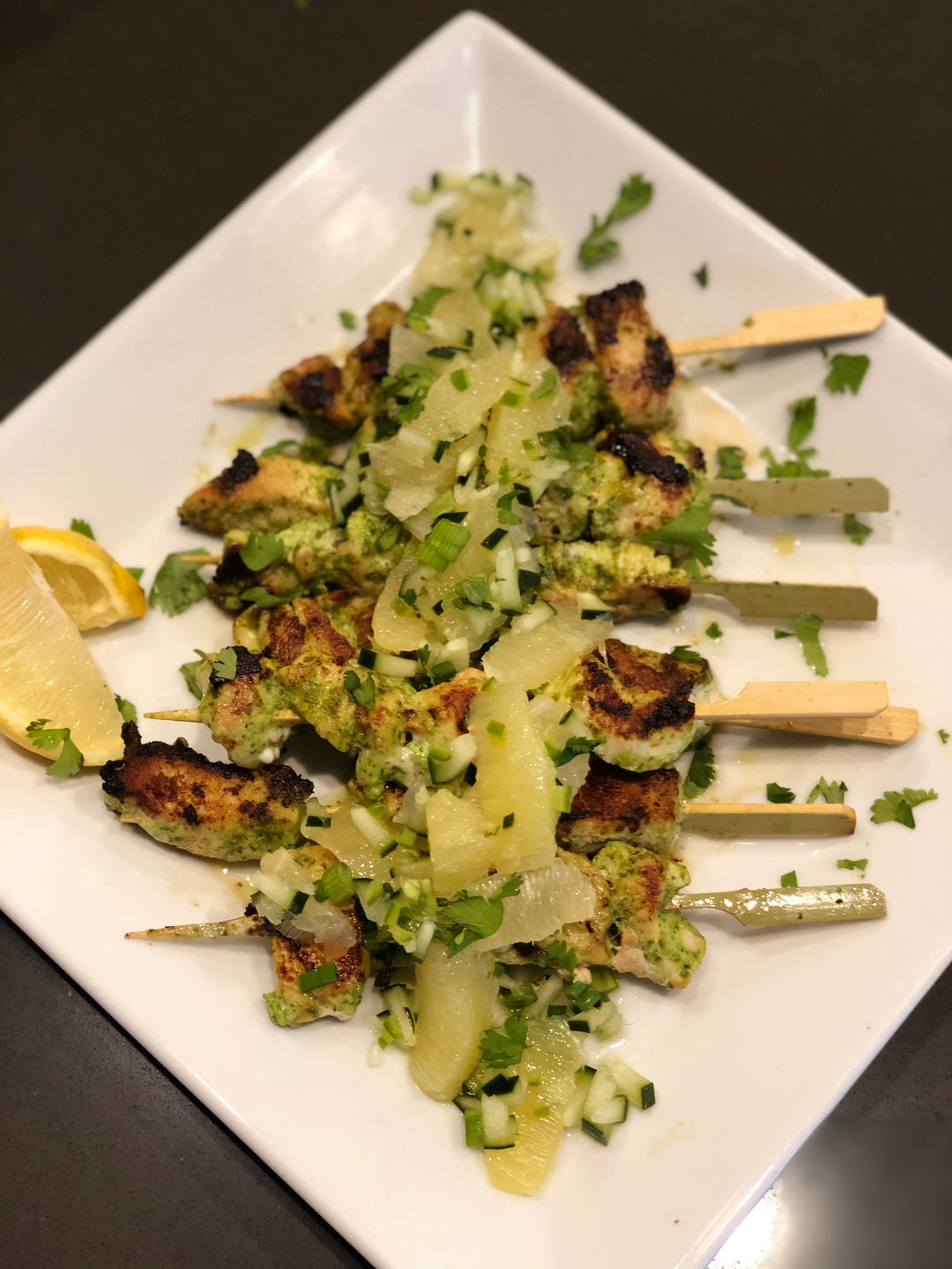 Chicken Skewers with Lemon Salsa