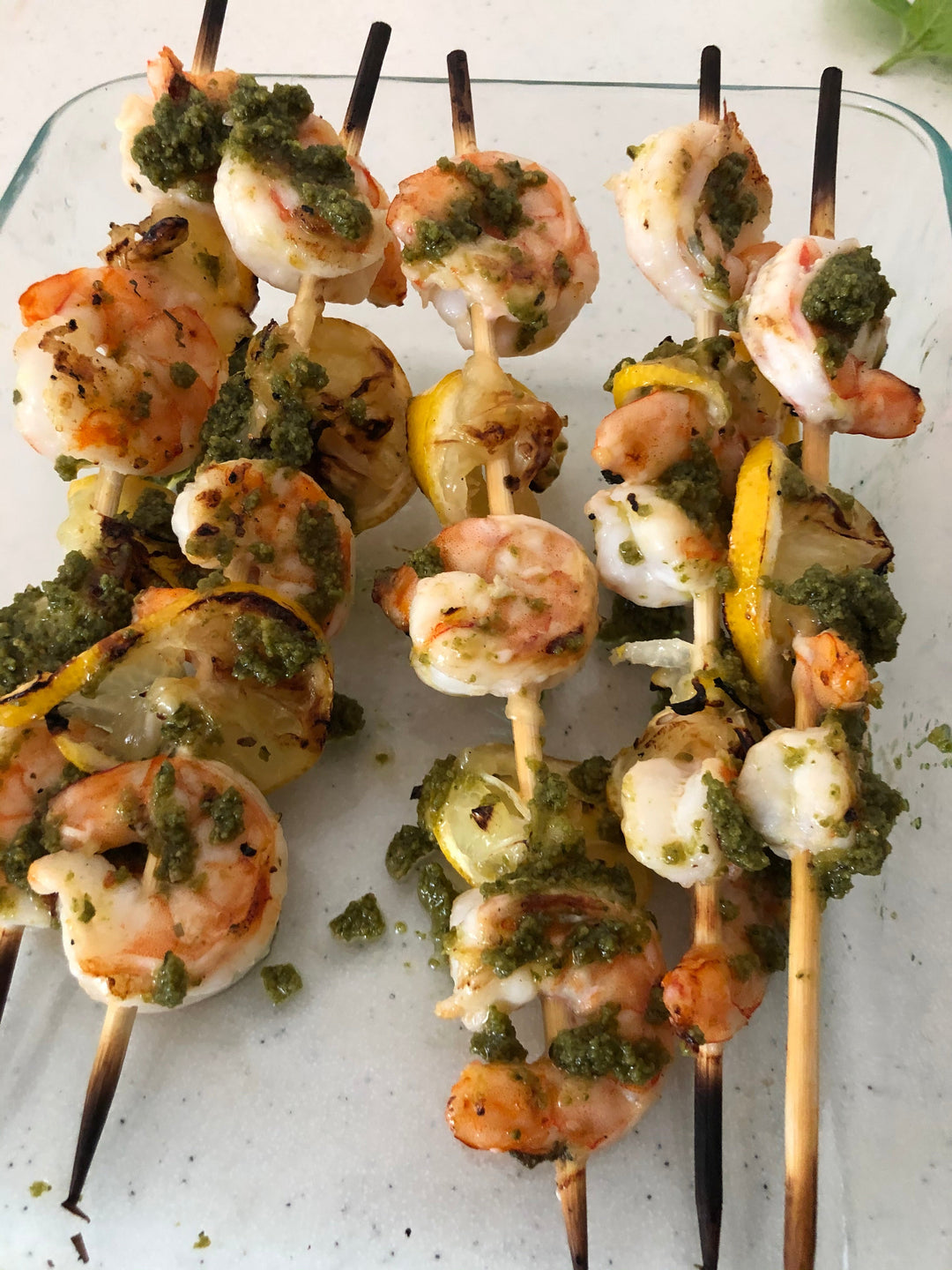 Lemon and Pesto Shrimp Skewers