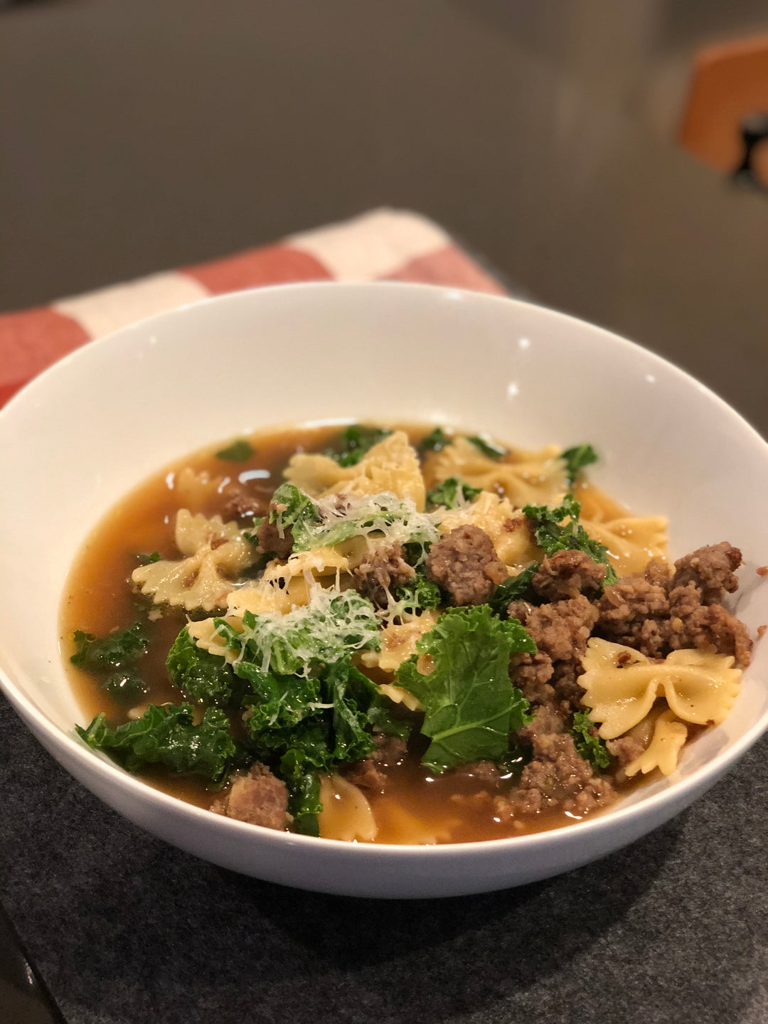 Sausage, Kale and Pasta Soup