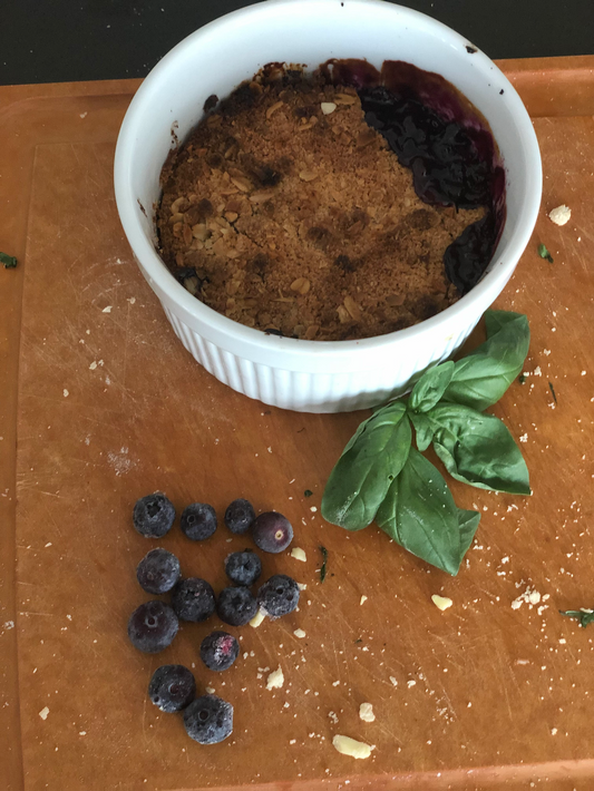 Blueberry Basil and Almond Crumble