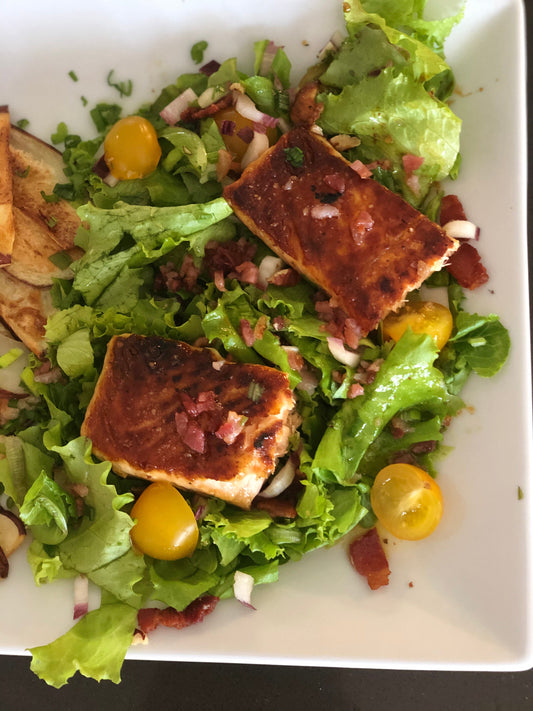 Salmon Salad with Bacon Dressing