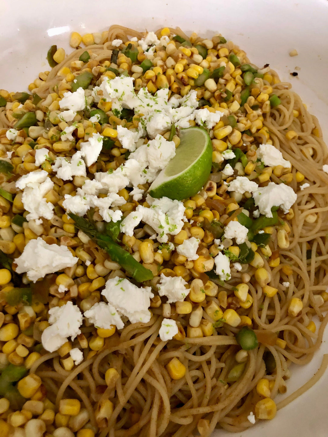 Caramelized Corn & Asparagus Pasta