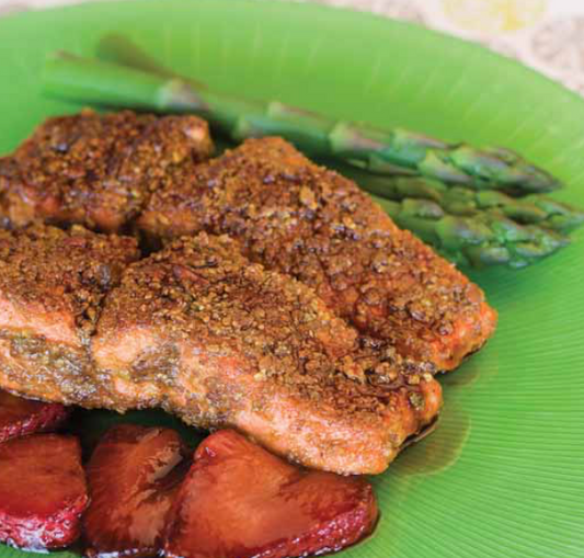 Pistachio Crusted Salmon with Berry Balsamic Sauce