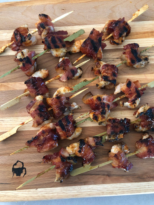 Bacon Wrapped Shrimp Skewers with Chipotle Sauce