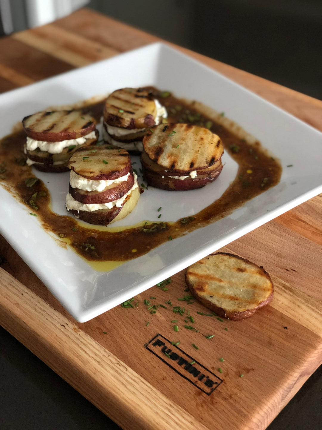 Grilled Potato and Goat Cheese Stack