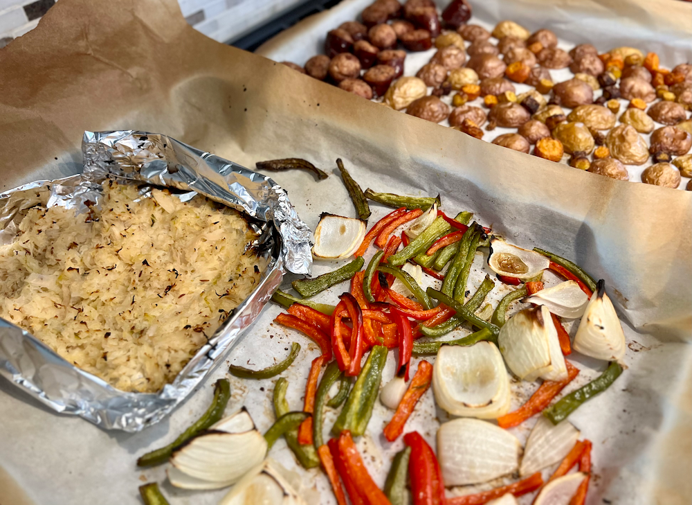 Kielbasa and Sauerkraut Sheet Pan Dinner