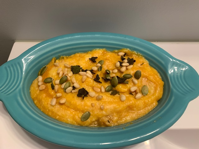 Pumpkin Polenta with Roasted Pine Nuts