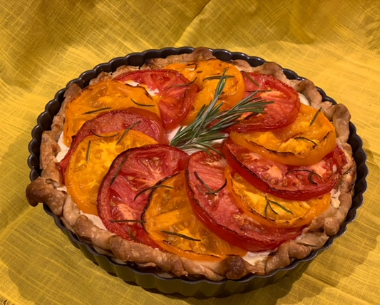 Savory Goat Cheese Tart with Roasted Heirloom Tomatoes
