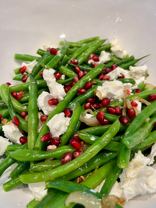 Maple Mustard Green Beans with Goat Cheese