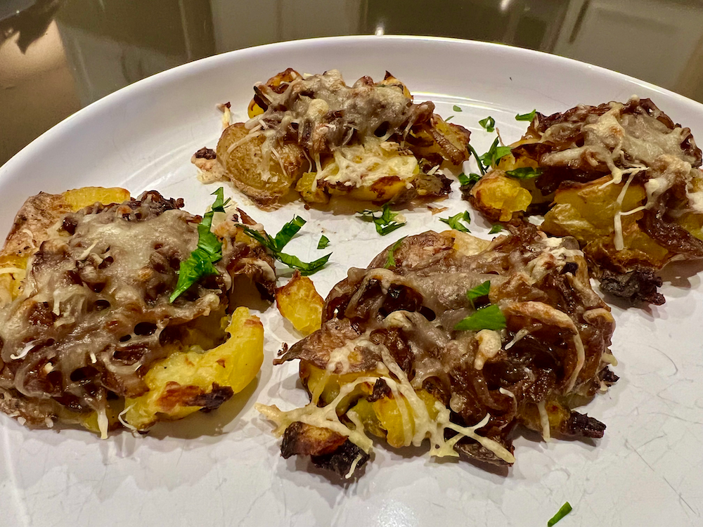 French Onion Smashed Potatoes