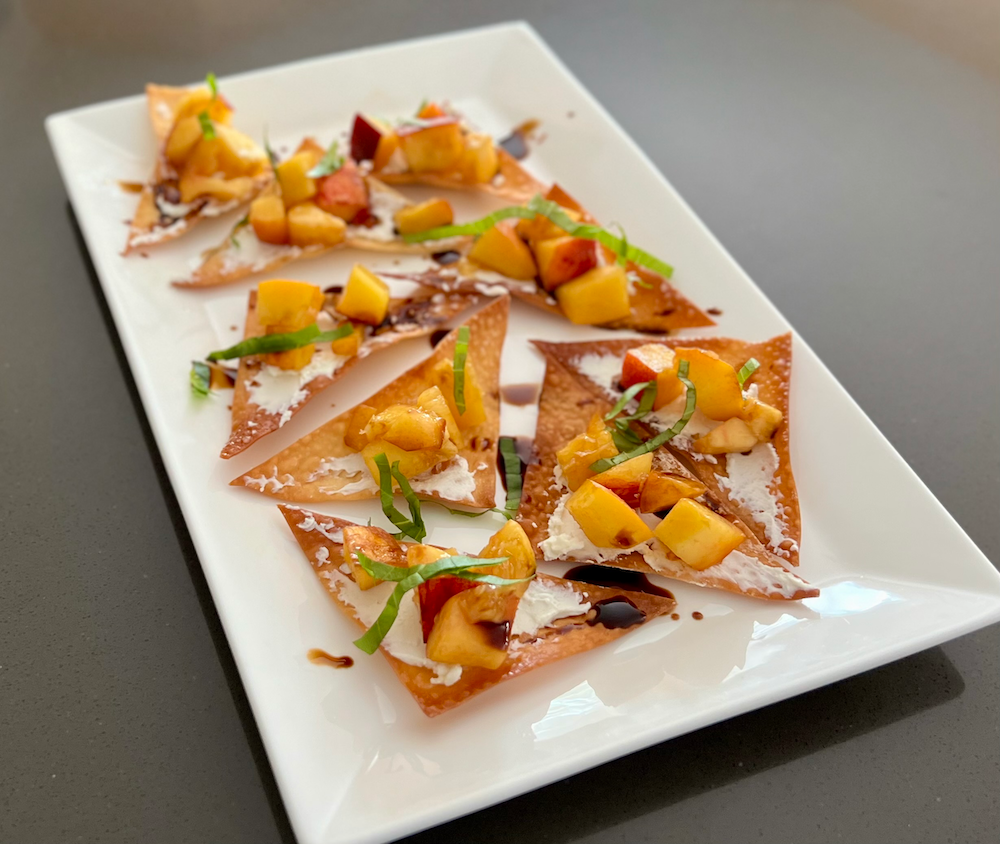 Peach, Goat Cheese, and Basil Bites