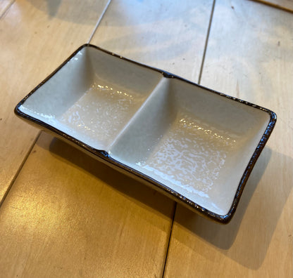 Stoneware Divided Dipping Dish