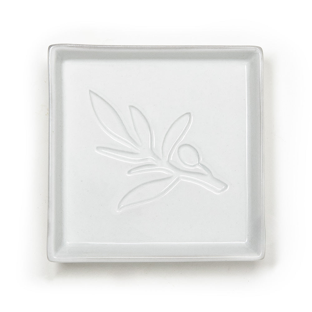 Olive Embossed Dipping Plate